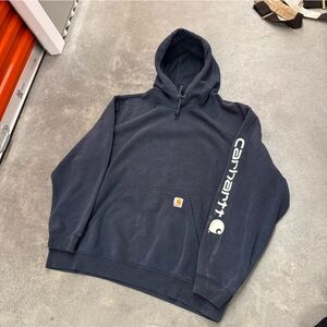 Carhartt Black Hooded Pullover with Vertical Logo